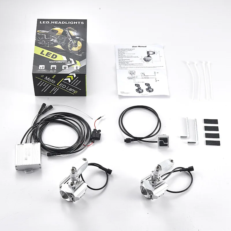 High Beam Spotlight Bike Motorcycle Led Auxiliary Light Dual Color Led Mini Light Fog