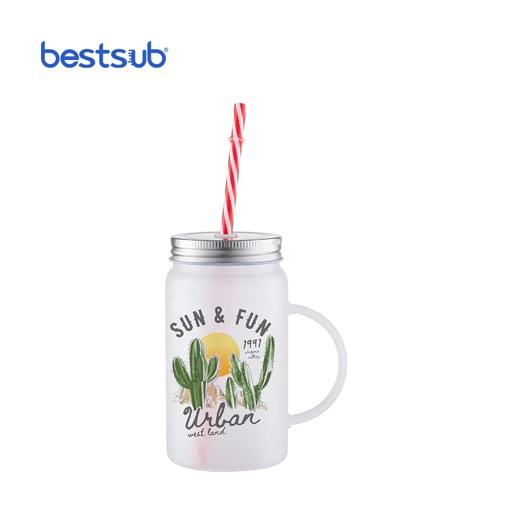 BestSub Wholesale Custom Frosted Sublimation Blanks Glass food storage wide mouth mason jar canning jar glass storage containers