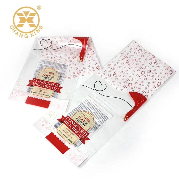 Eco Friendly Biodegradable Clear Printed Logo Bread Transparent Package Plastic Food Pouch Custom Bread Packaging Bags