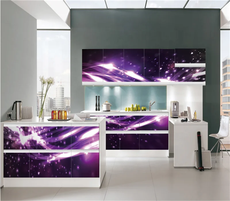Bomei New Design 3D Fiberglass Kitchen Cabinets With Laminate Kitchen Cupboards