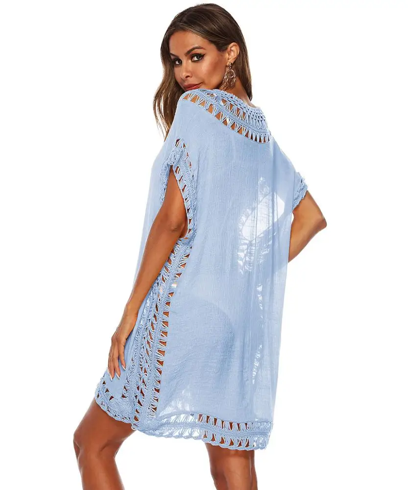 Wholesale Women Sexy Hollow Out Vestidos De Playa Crochet Dress Beach Wear Swimsuit Cover Ups