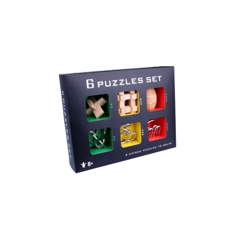 Set of 6 combination Educational toys wooden toys  metal wire puzzle