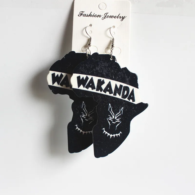 Wholesales fashion drop painted Africa wooden drop african map earings for women