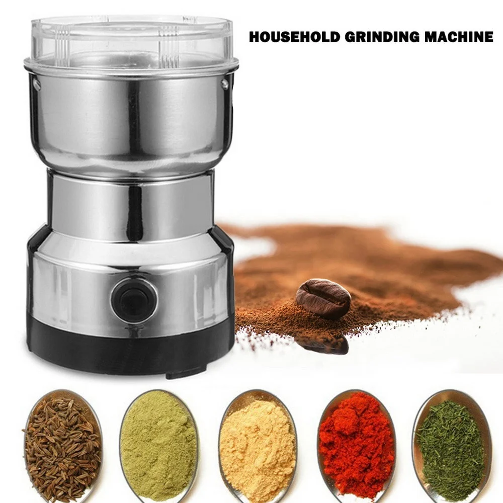 Electric Coffee Grinder Kitchen Grain Nuts Beans Spice Grinder Multifunctional Household Small Stainless Steel Coffee Machine