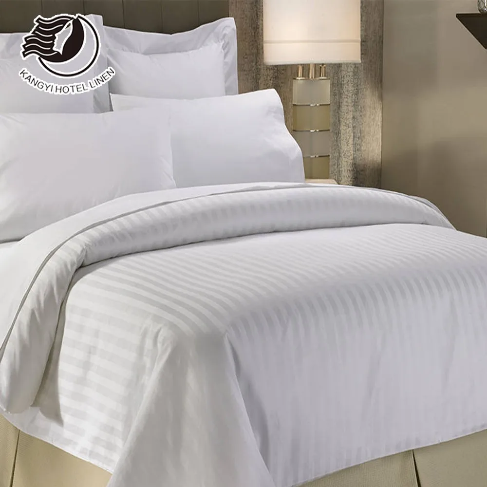 European Simple Plain Style 300TC Hotel Cotton Bed Room Bedding Linen Set For 3/4/5 Star Hotel