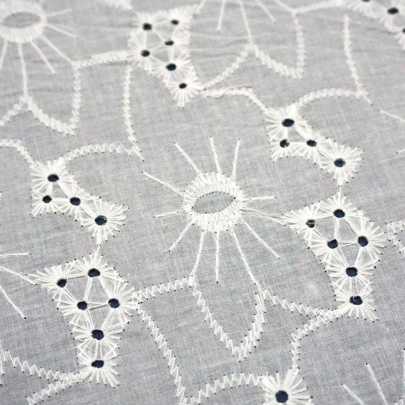 Pure Cotton Embroidered Cotton Cloth Lace Full-Scale Hollow Outdubai Fabric Embroidery