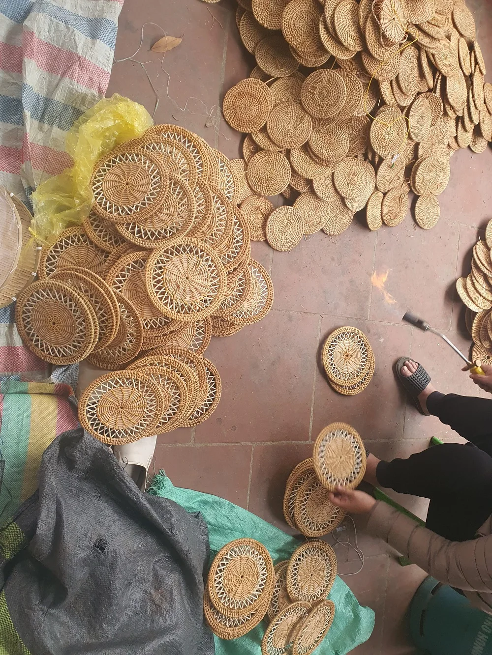 Large Size Round Corn Husk Woven Teaism Rush Cushion Grass Braid Yoga Seat Cushion Insulation Placemat