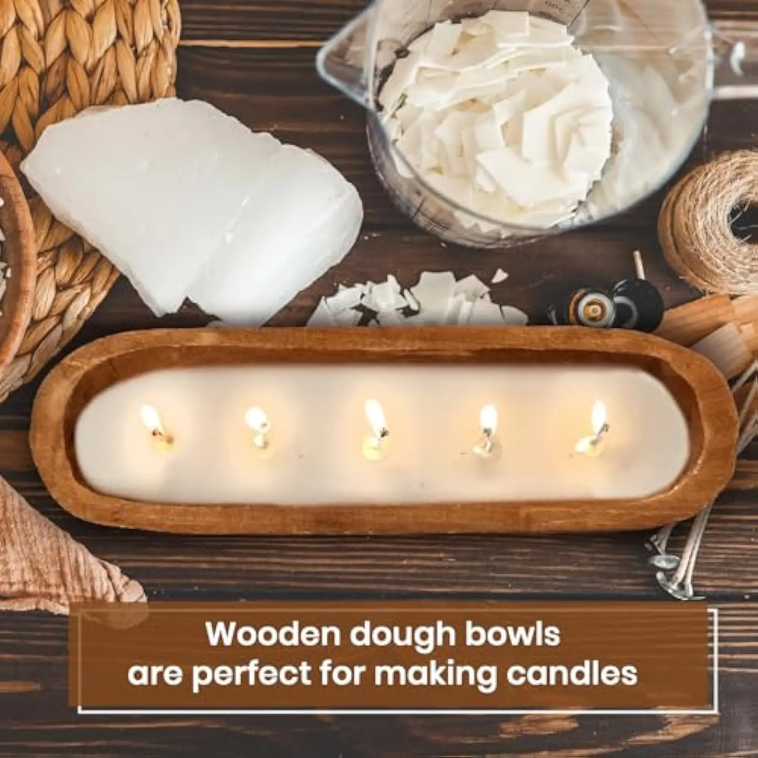 antique rustic living kitchen home decorative fruit bowl multi wick paulownia wooden dough candle key bowl long