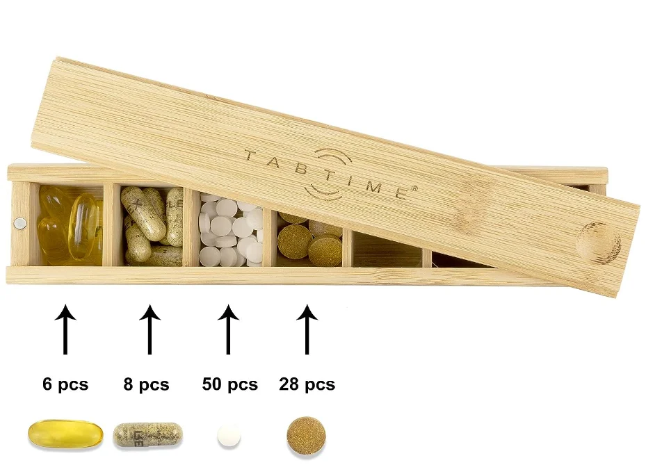 2024 Bamboo Vitamins  7 Day Tablet Organizer Weekly Pill Box