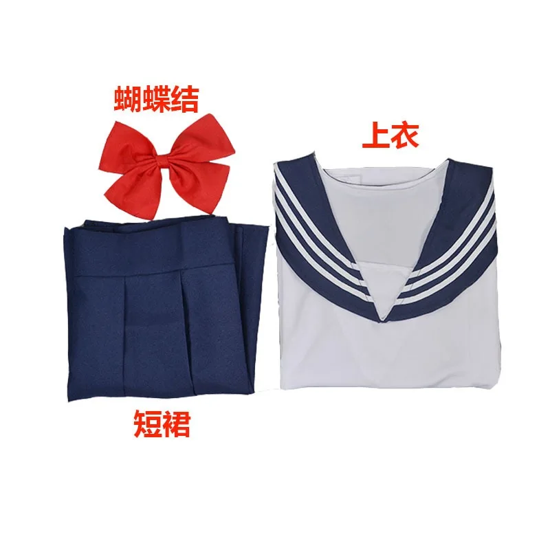 Women School Student Uniform Pleated Skirt Shirt Set Female JK Sailor Suit Sailor Moon Cosplay Japanese Anime Halloween Costumes