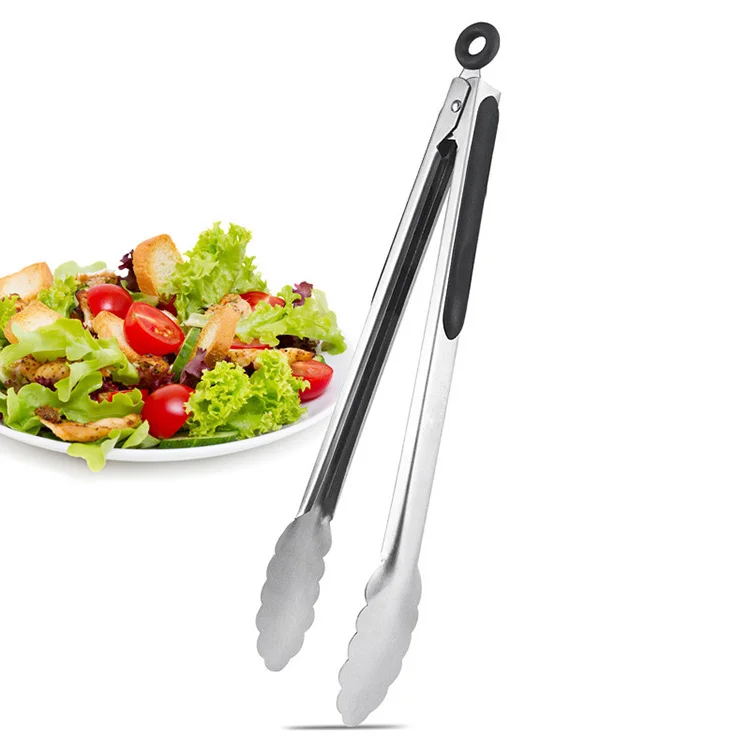 Factory Direct Promotion 12 Inch Food Grade BBQ Accessories Stainless Steel  Long Handle Barbecue Food Tong