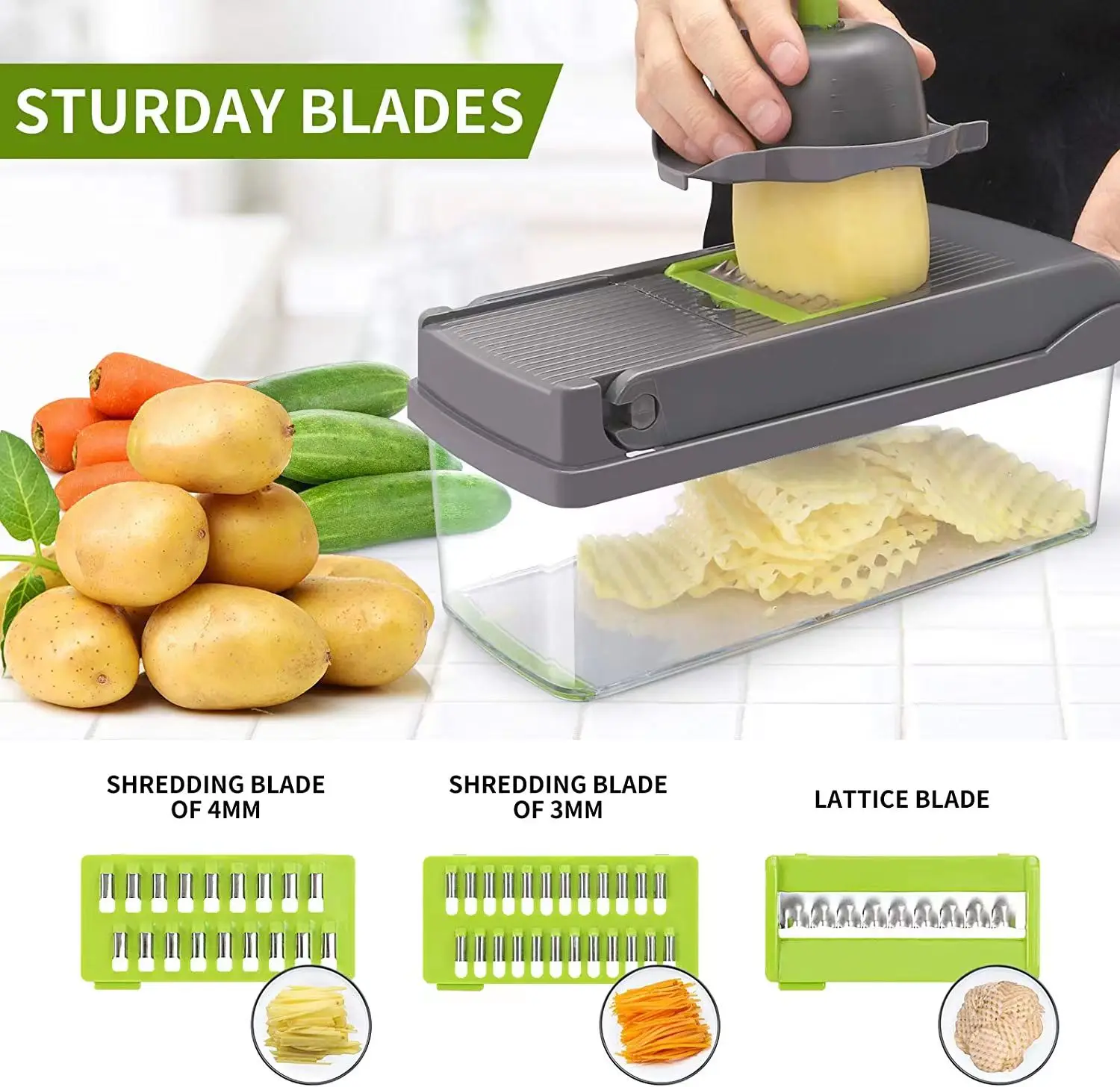 2022 Amazon Hot selling kitchen tools & gadgets 12 in 1 vegetable chopper vegetable slicer Multifunctional Mandoline Grater