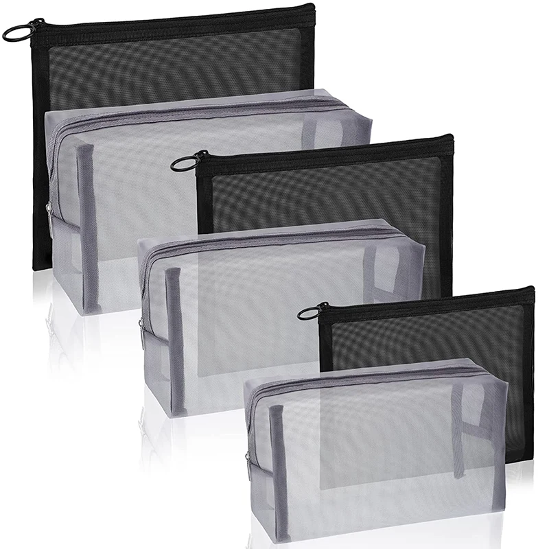 Wholesale Promotion Popular Zipper Outdoor Travel Cosmetic Women Toiletry Beauty Wash Mesh Make Up Bag