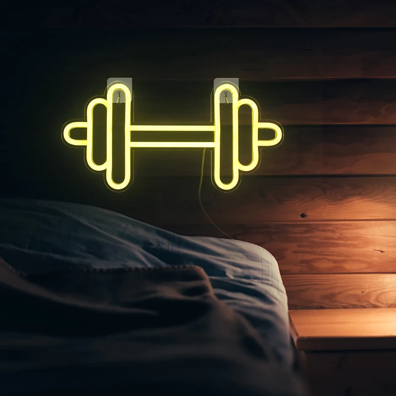 Wanxing Neon Barbell Dumbbell Neon Sign Gym 3 Colors Wall Hanging Neon Light Sign For Sports Room Decor Club Party Bar Xmas Gift
