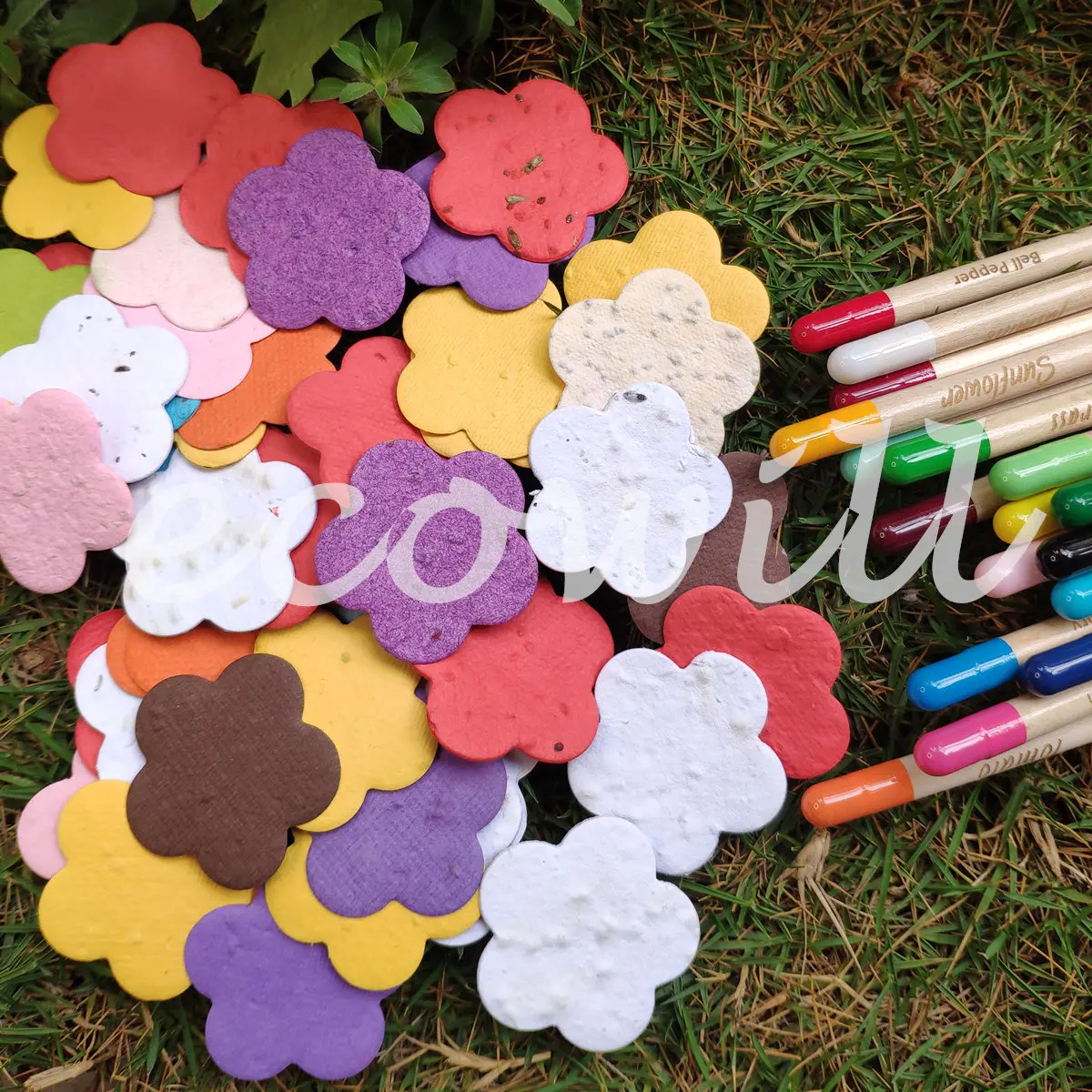 Plantable Seed Paper Shape Confetti  with Botantical Verb Veggie Flower Seeds