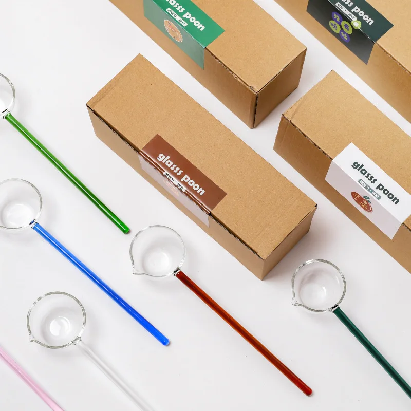 Creative Milk Dessert Glass Color Spoon Pointed Mouth Big Soup Spoon Household Oblique Mouth Boiled Red Wine Glass Spoon