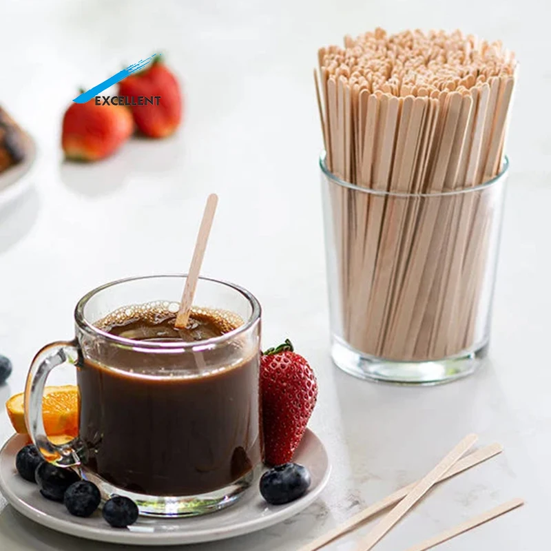 Customized Eco Friendly Wood Coffee Stirrer Sticks With Smooth End Single Paper Wrapp Coffee Mixer Sticks
