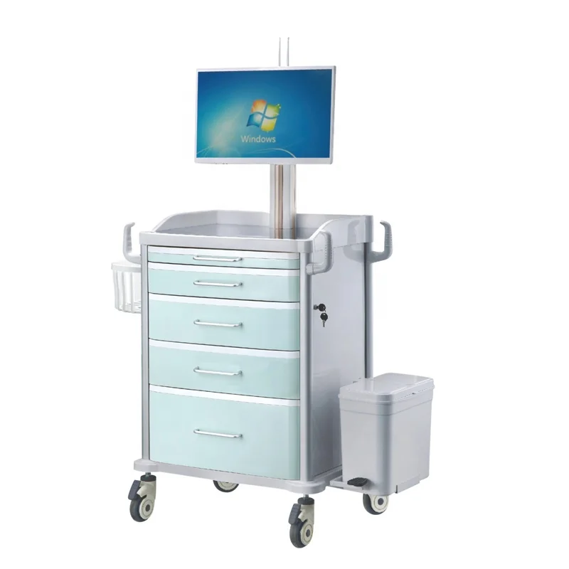 New Arrival Nursing Trolley Cart Computer Trolley Endoscopy Trolley With Box