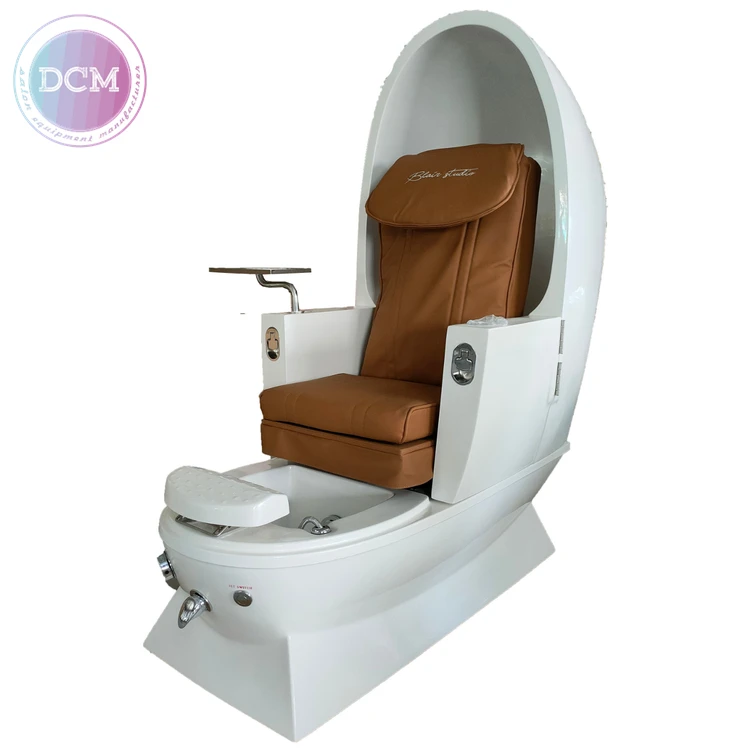 eggshell fish spa tank and sofa lay down electric massage manicure pedicure chair for salon foot joy