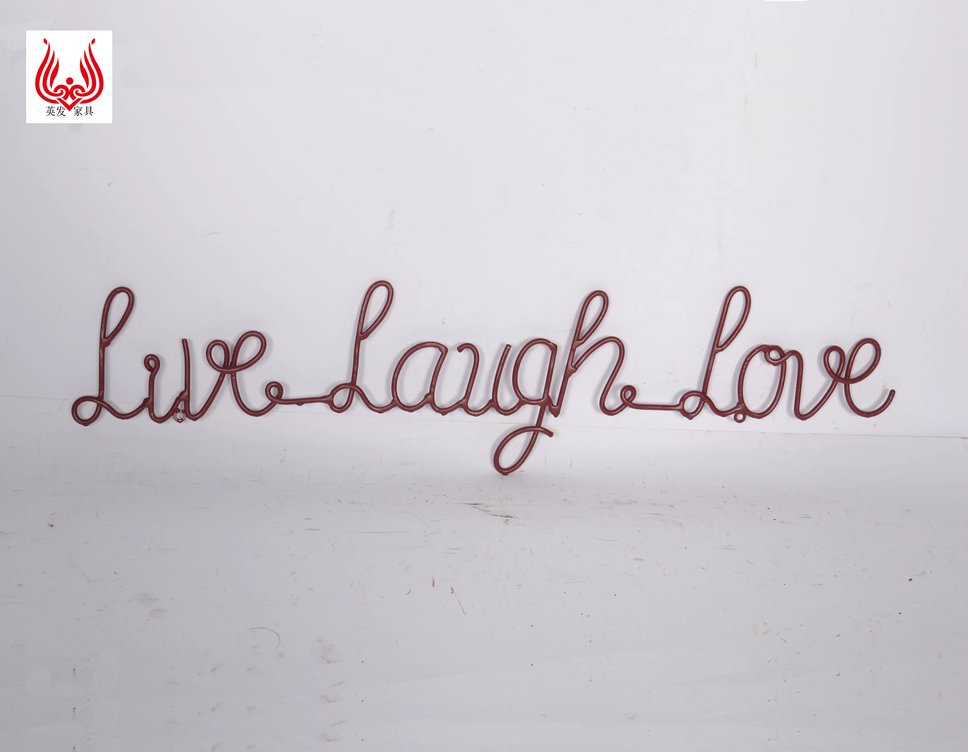 YINFA Amazon Hot Sale Live Laugh Love Metal Wall Art Wall Mount Word Sculpture Office Home Living Room Hanging Decor  LQ17132