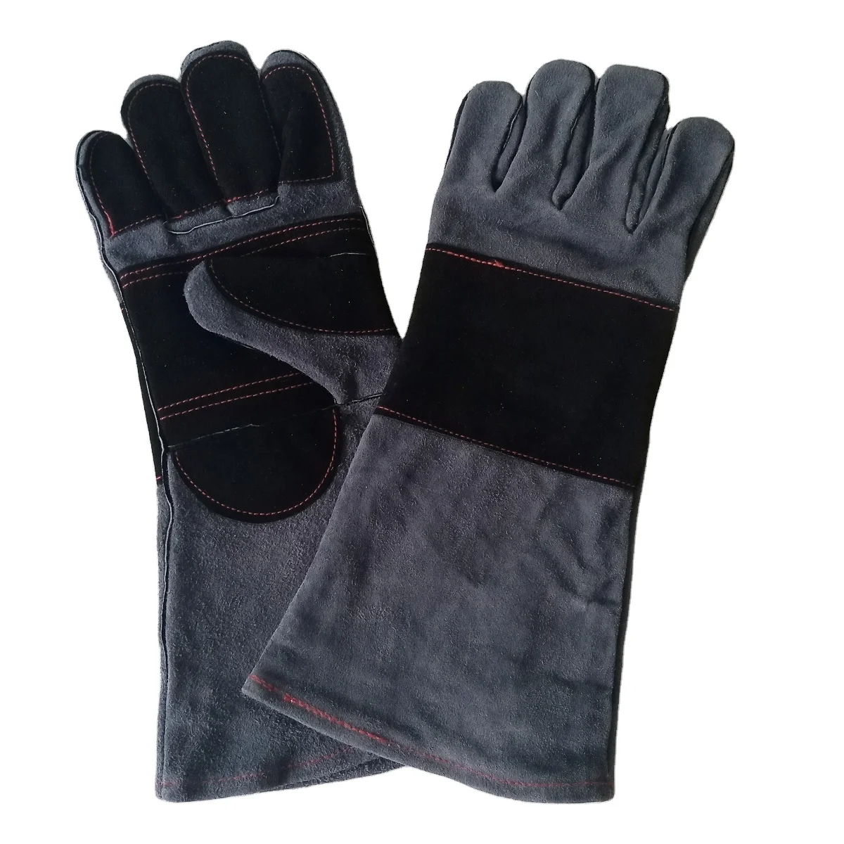 Reinforced cowhide split leather heavy duty welding gloves industrial safety hand protection uconstrct grill oven bbq gloves
