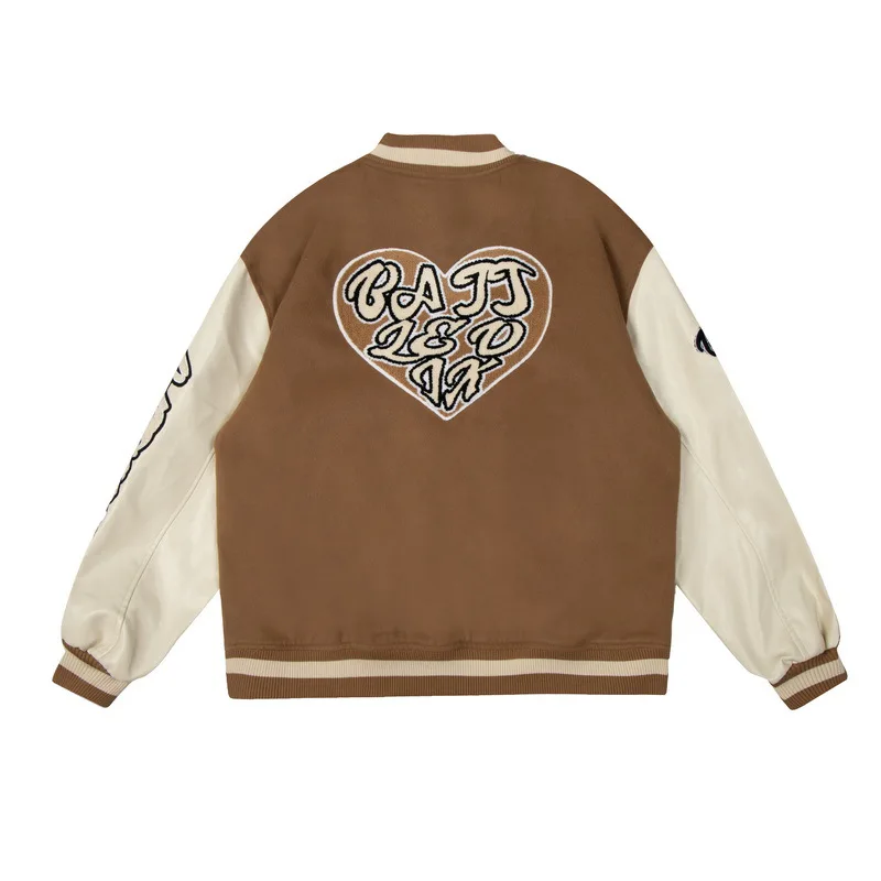 Мужские куртки RBX с воротником-стойкой бейсбольные Letterman Varsity кожаными рукавами