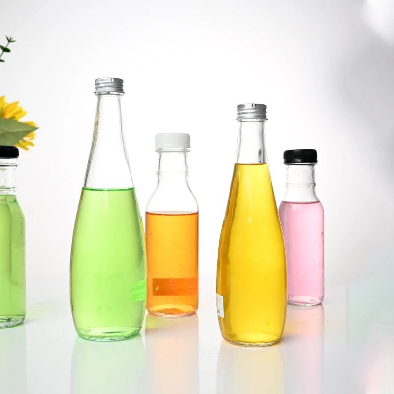 Custom Clear 330 Ml 500 Ml Long Neck Tall Slim Coffee Milk Alcoholic Beverage Juice Glass Bottles with Aluminum Screw Cap