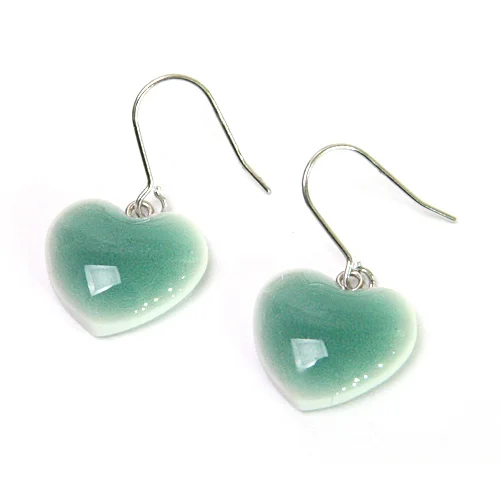 Celadon earrings - Korean style Handicraft porcelain earrings