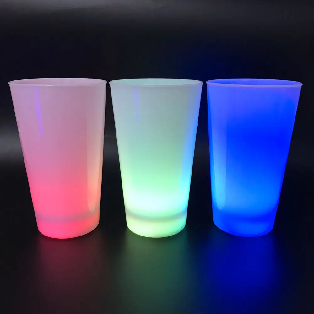 Bar nightclub party supplies OEM food grade custom LOGO 12oz 14oz 16oz light luminous flashing plastic LED drink glass cups