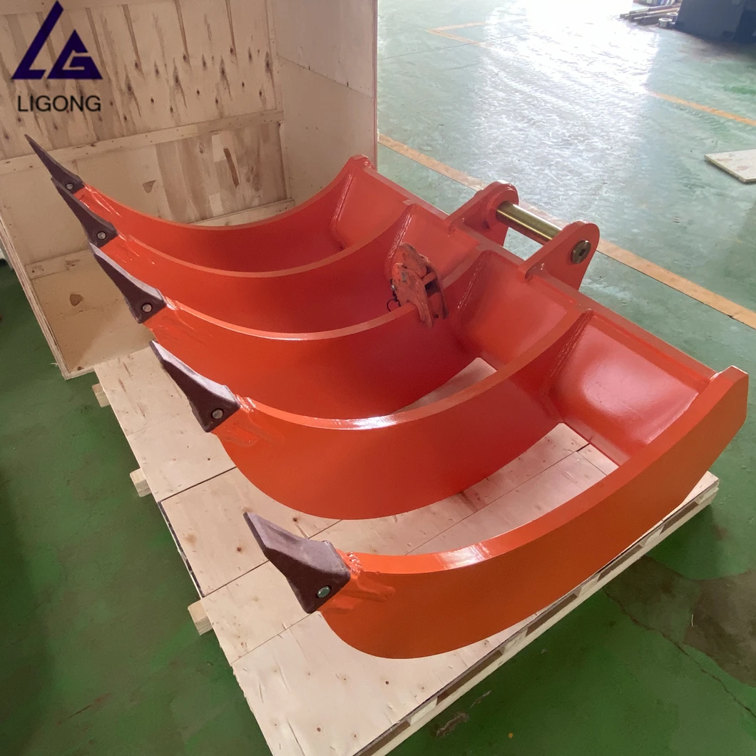 VIO50-2 excavator fork for sale,  excavator root rake, leaf rake grabber