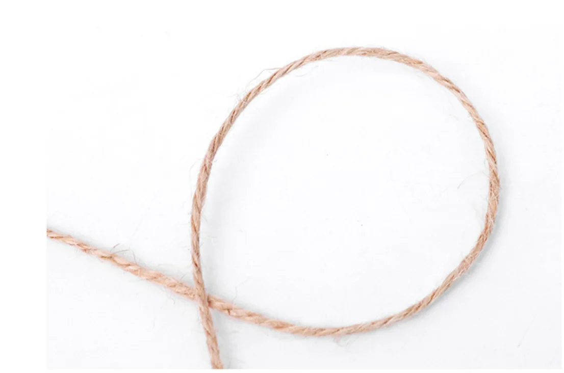 3MM 100M 100% Jute Yarn Customize Width Weight Length High Strength Thick Hand Knit Crochet Weave Jute Yarn For Wall Panel Rug