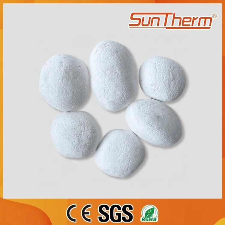 Fireplace Accessories Ceramic Fire Pebbles Refractory Stones White