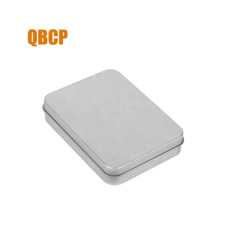 2 pieces rectangular small metal tin box with hinge and window