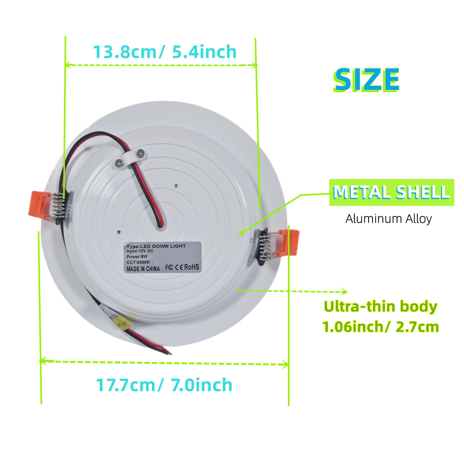 LED Ceiling light LED panel light DC 12V 8W 7inch Warm white 6500k 2700k LED Downlight low voltage 12volt for RV Camper