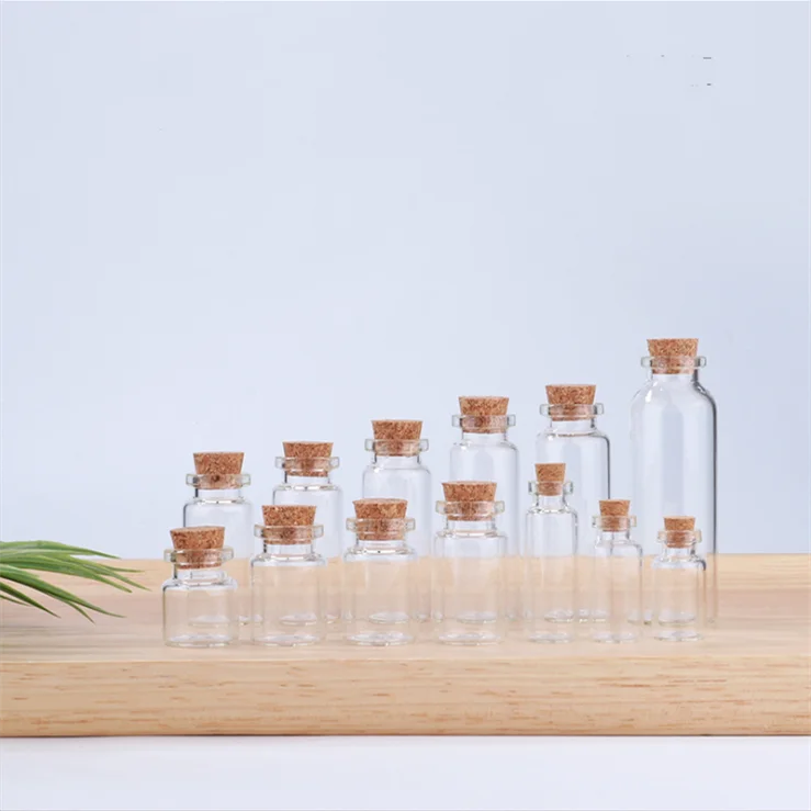 Clear Mini Glass Jars Wishing Bottles with Cork Stoppers 25ml DIY Sand Art Small Decorative Glass Bottles