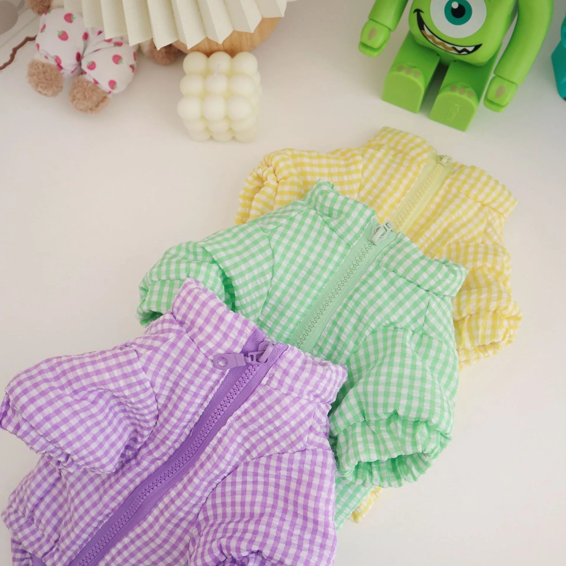 High quality pet clothing autumn and winter thick plaid pet cotton coat French bulldog pet clothes