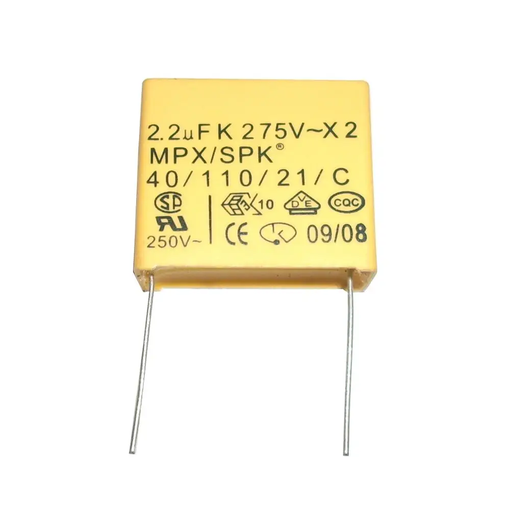 Metallized polypropylene film interference suppression capacitor Class X2 with 275Vac and 305Vac