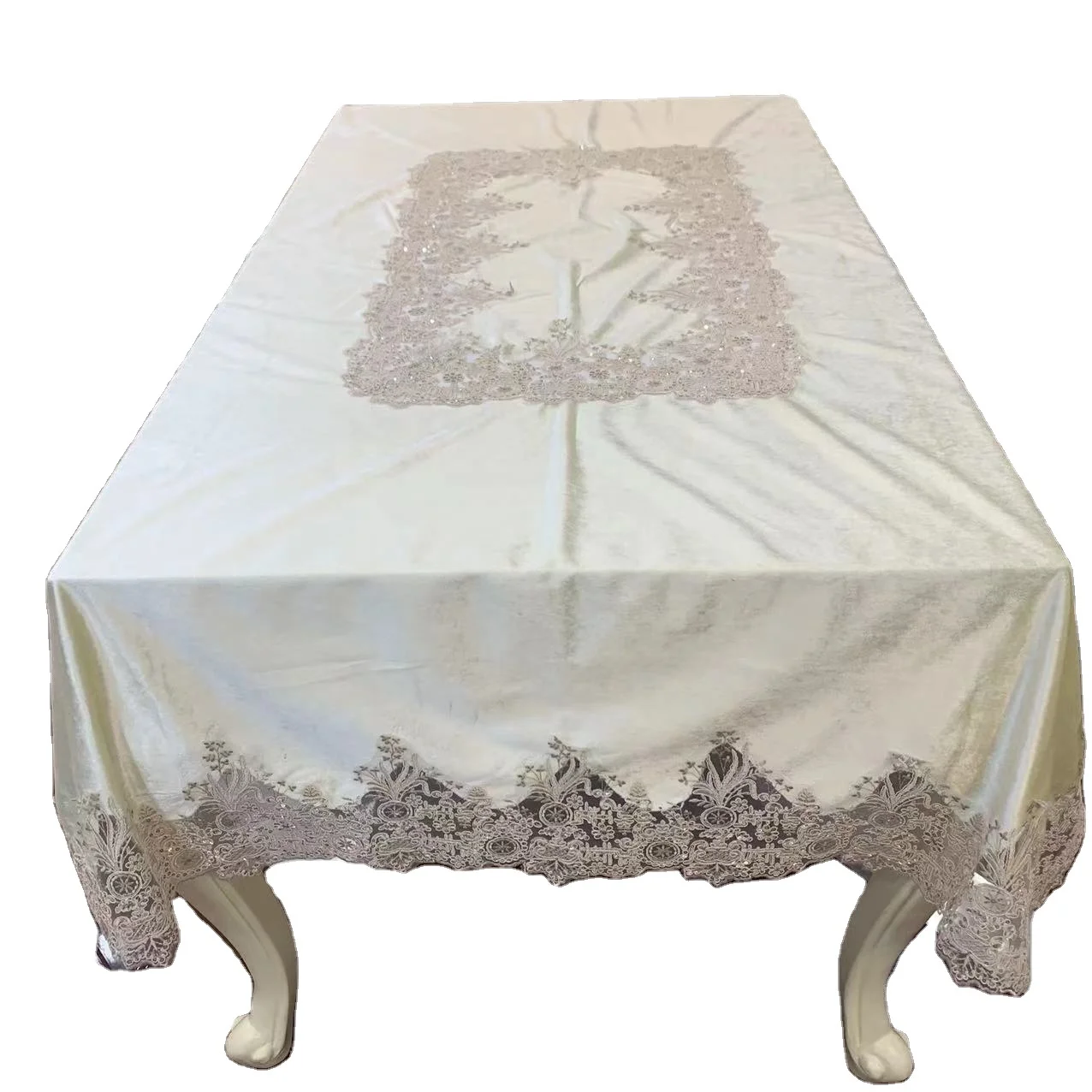 Бархатная Рождественская скатерть с кружевной ручной вышивкой, роскошная классическая прямоугольная вечерняя одежда ручной работы, 20 шт.