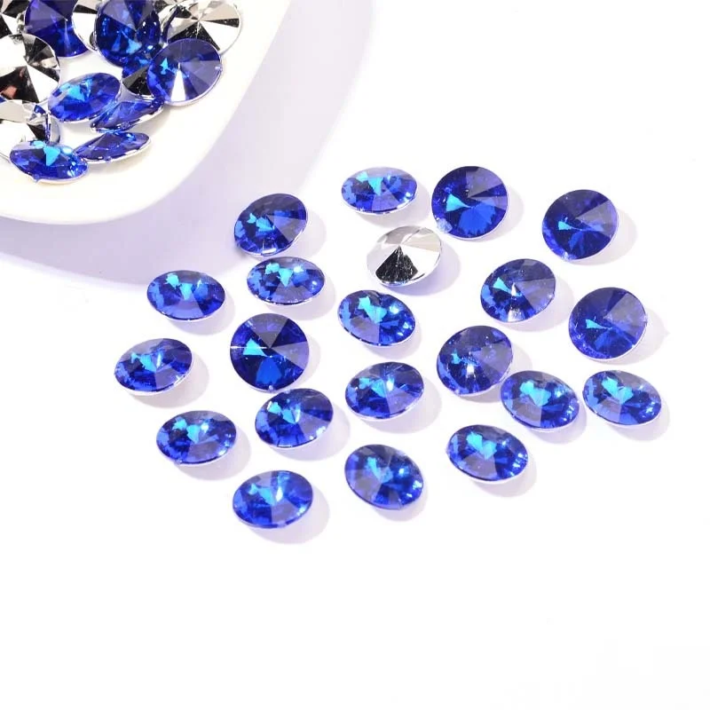 Double Sided Crystal Glass Diamond Beads Sharp Bottom Flying Disc for Nail Art DIY Sticky Phone Case Rhinestones Jewelry