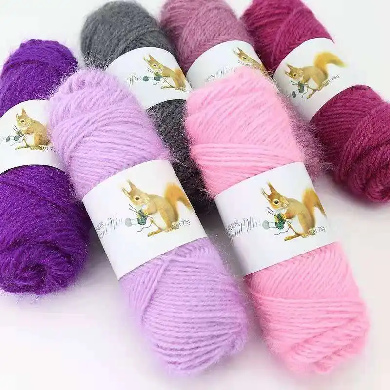 Ready To Ship 3 Strands 37 Colors Soft Squirrel Velvet Yarn polyester furry yarn thick knitting thread for Hat Scarf Sweater