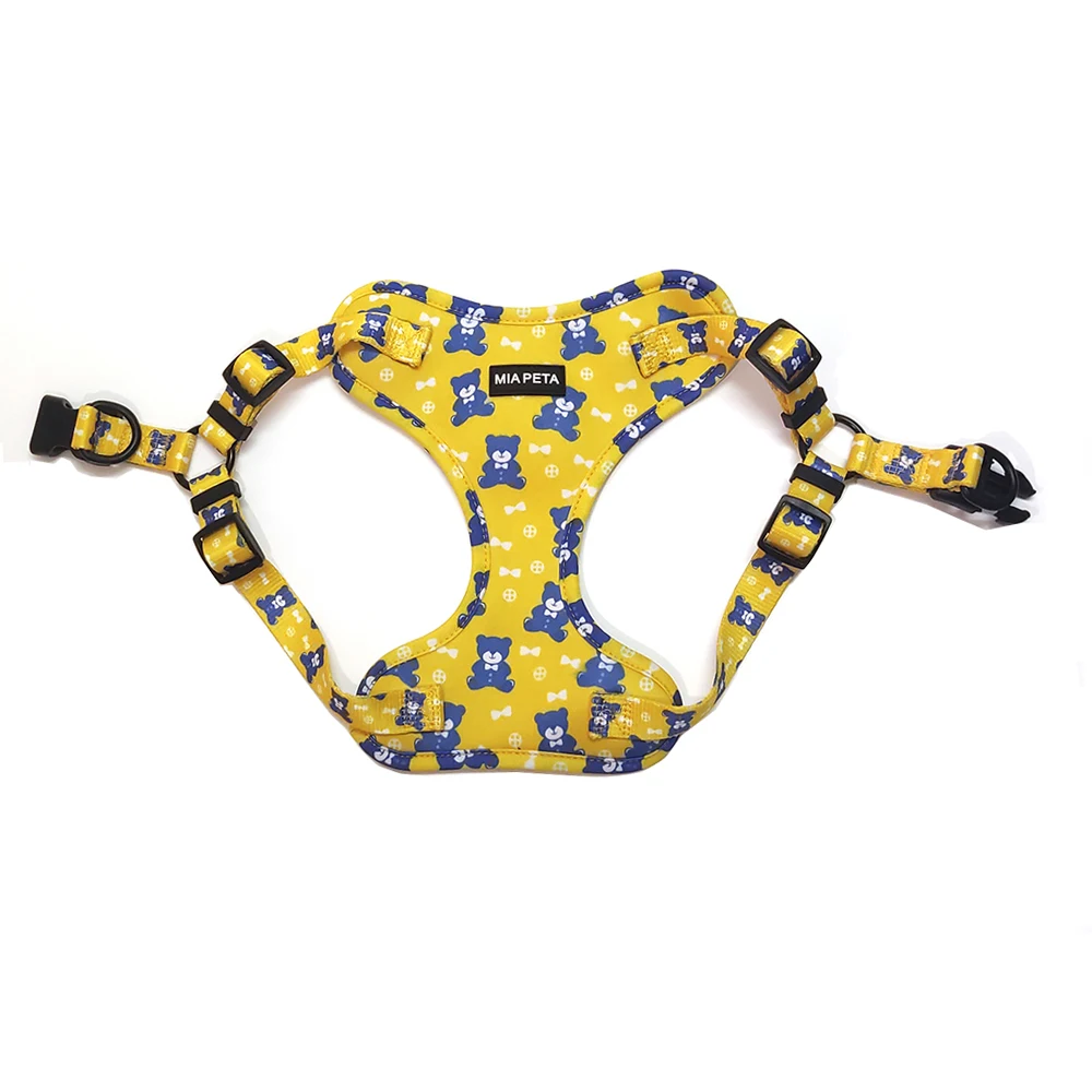 HOT selling durable mesh dog vest Padded Step In Puppy Adjustable Soft Dog Harness bandana bowknot poop bag collar and leash set