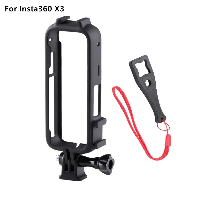 Frame Cage Housing Case Including Protective Lens Cap Adapter Mount Bracket For Insta360 X3 Cams