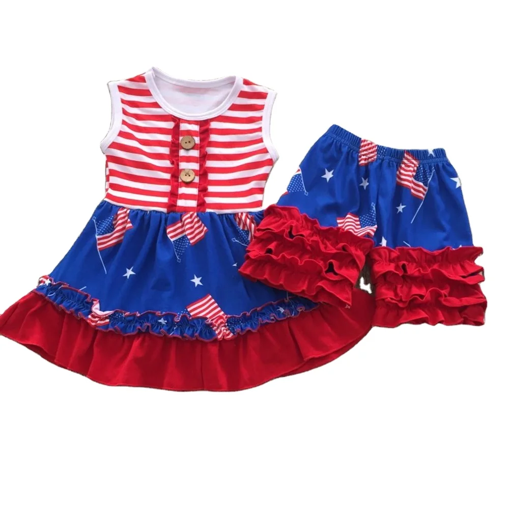 High Quality Kids Summer New Hot sale Wholesale Sleeveless Cartoon Flower Cotton Dress For Girls