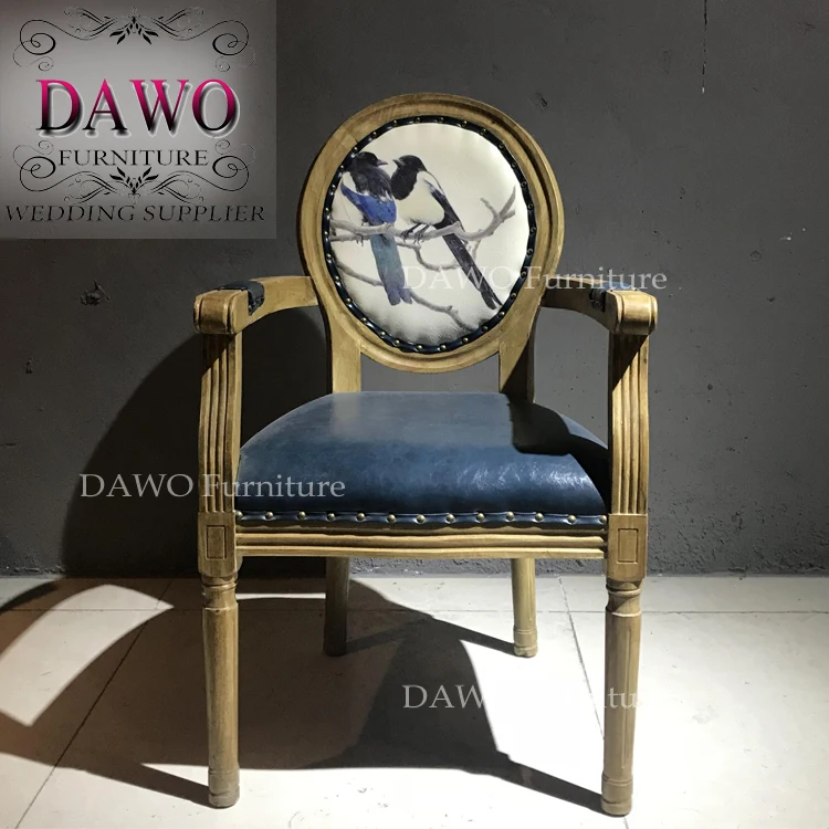 Furniture Dining Table Leather armchair Wooden Restaurant Chairs