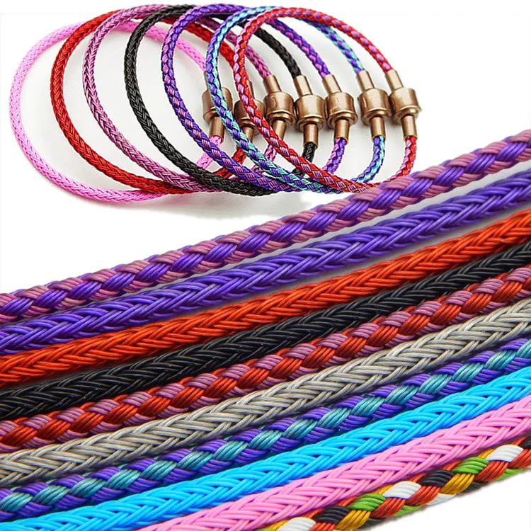 1.5-5m Black Red Steel Wire Cable Cord Braided Metal Steel Wire Rope For DIY Charm Bracelet Jewelry Making Accessories