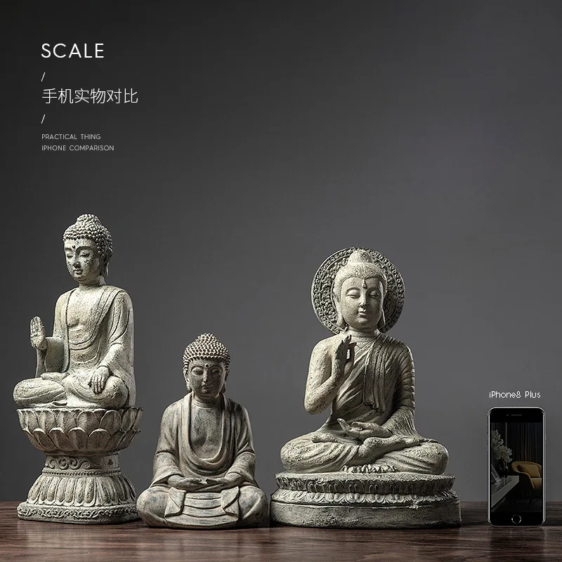 Creative Home Decor Buddha Sakyamuni Office Desktop Decoration Props Chinese Zen Buddha Statue Resin Crafts Ornaments