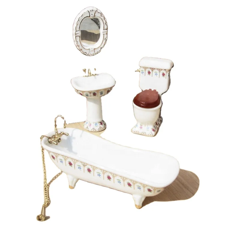 1:12 Dollhouse Mini Furniture Bathroom Set Miniature Model Simulation Clay Mini Food Play Doll Scene Shooting Accessories