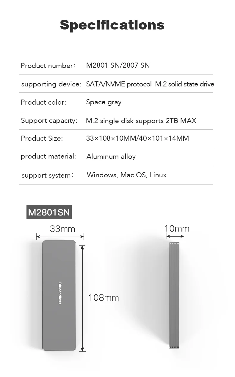 Disk External Portable Enclosure Case SATA to USB SSD M2 1tb NAS m.2 NVME SSD Casing