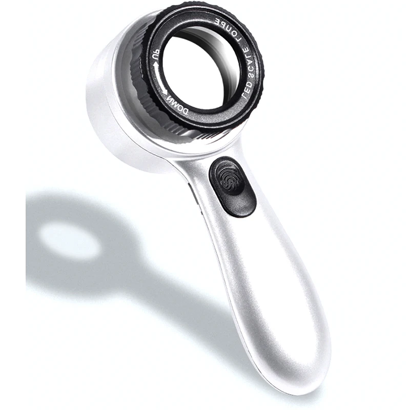 4Color LED Lights Source Cold white Warm Yellow UV Purple Lights Adjustable Focal Length 30X Charging Magnifier