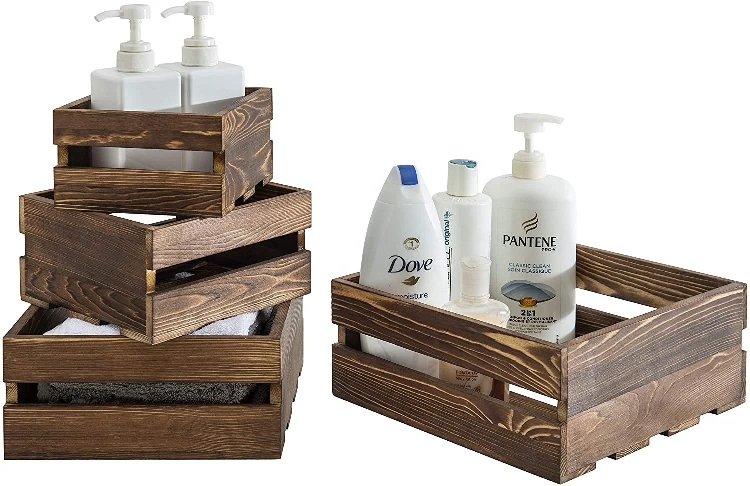 Rustic Brown Wood Cupcake Display Stand Crate Style Appetizer Plate Dessert Cake Stand Set of 4 Fruits & Vegetables Boxes